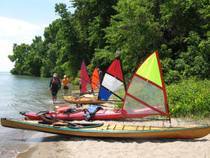 Kayak Sailing in Detroit River