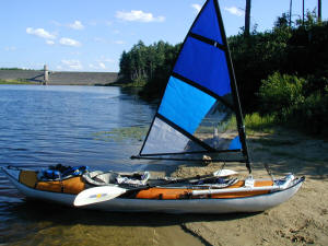 Kayak Sail on a inflateable Kayak